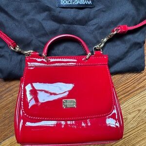 Dolce & Gabanna mini Sicily red patent leather top-handle bag